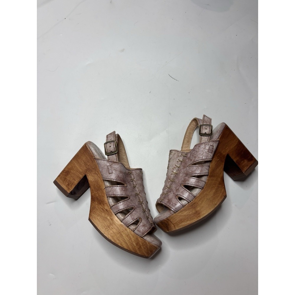Bed Stu Washed Pink Lux Fontella Leather Platform Open Toe Sandal Women's 6 Boho